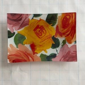 Beautiful Hallmark floral small glass tray brand new